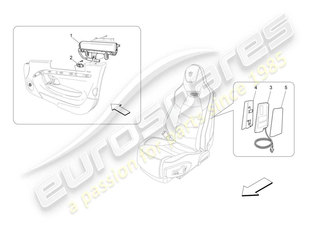 maserati granturismo s (2013) front side bag system part diagram