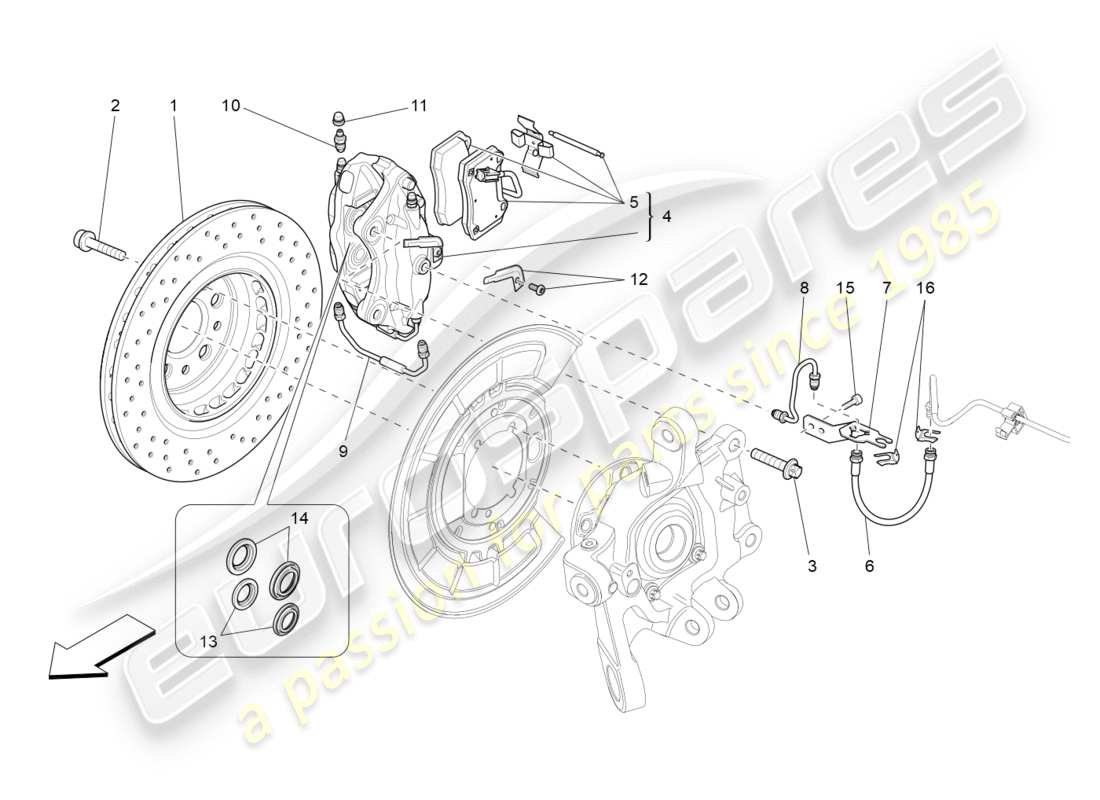 a part diagram from the maserati quattroporte m156 (2014 onwards) parts catalogue