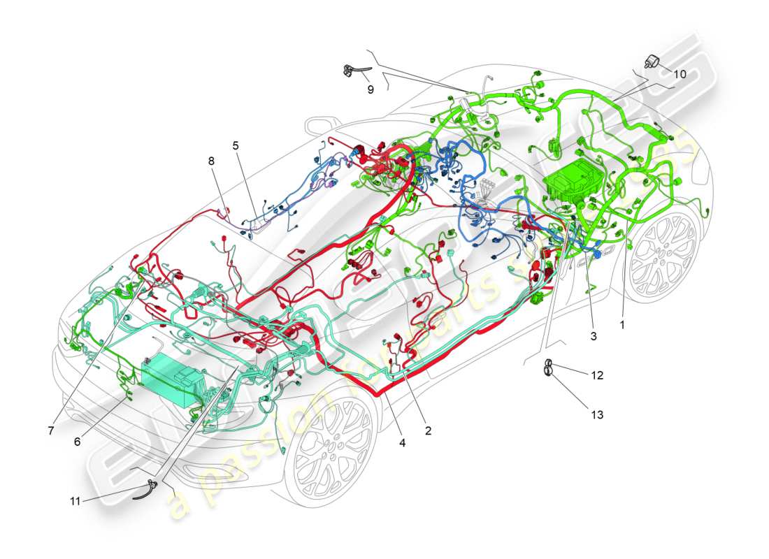 maserati granturismo s (2017) main wiring parts diagram