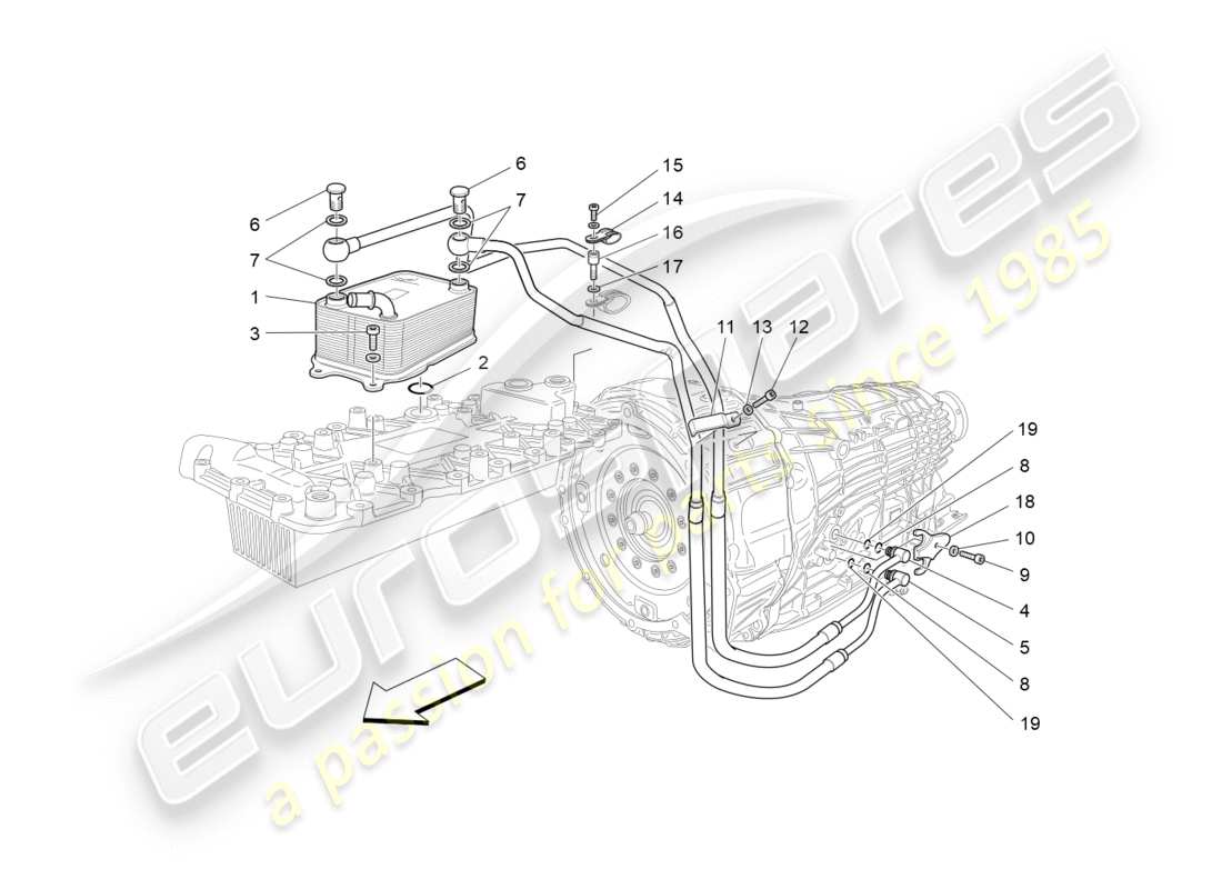 maserati granturismo (2011) lubrication and gearbox oil cooling parts diagram