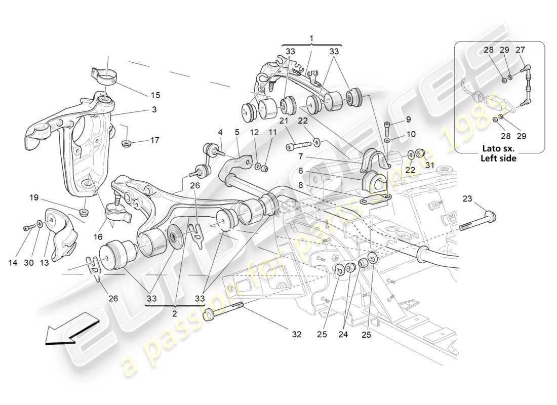 maserati granturismo s (2019) front suspension part diagram