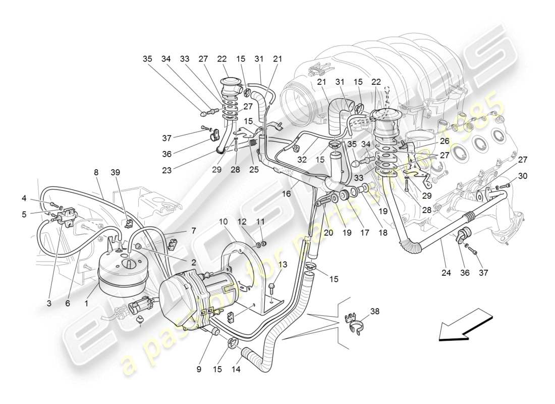 maserati granturismo (2008) additional air system part diagram