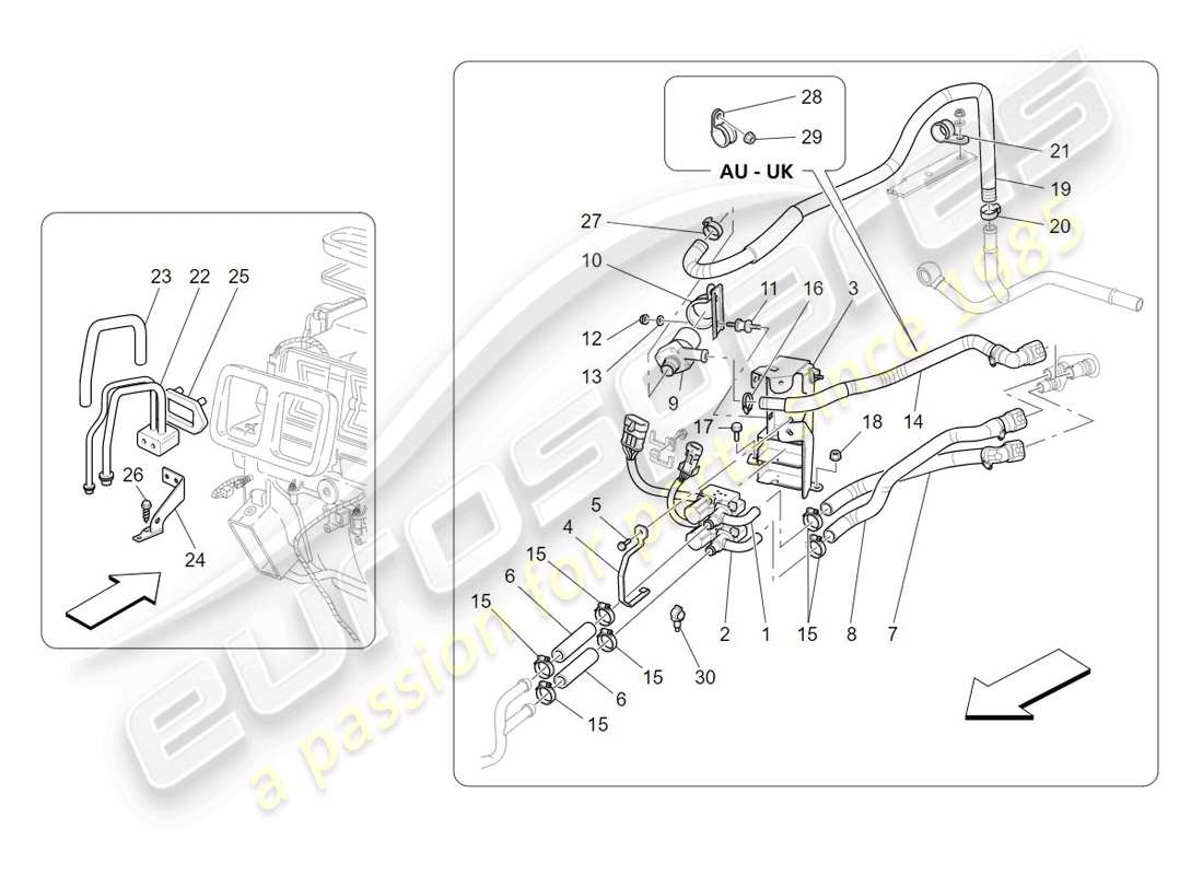 maserati granturismo (2009) a/c unit: engine compartment devices parts diagram