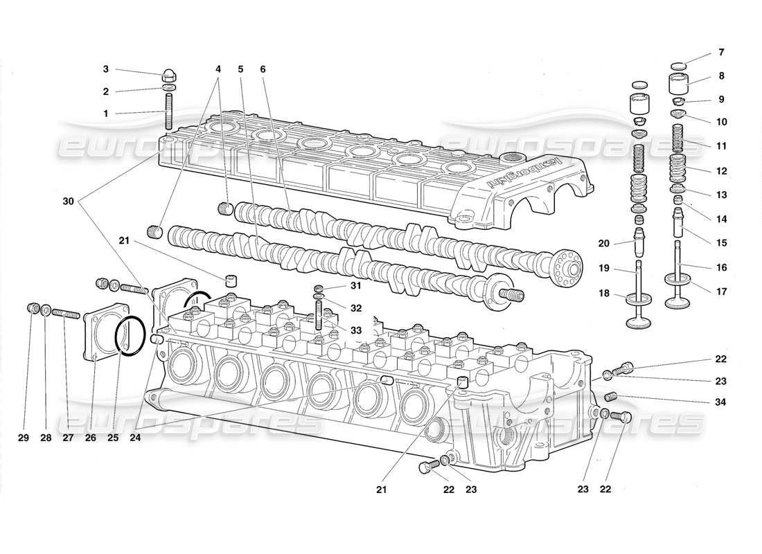 lamborghini diablo roadster (1998) left cylinder head part diagram