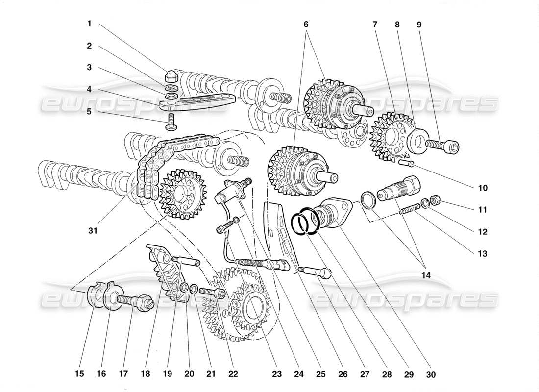 lamborghini diablo roadster (1998) timing system parts diagram