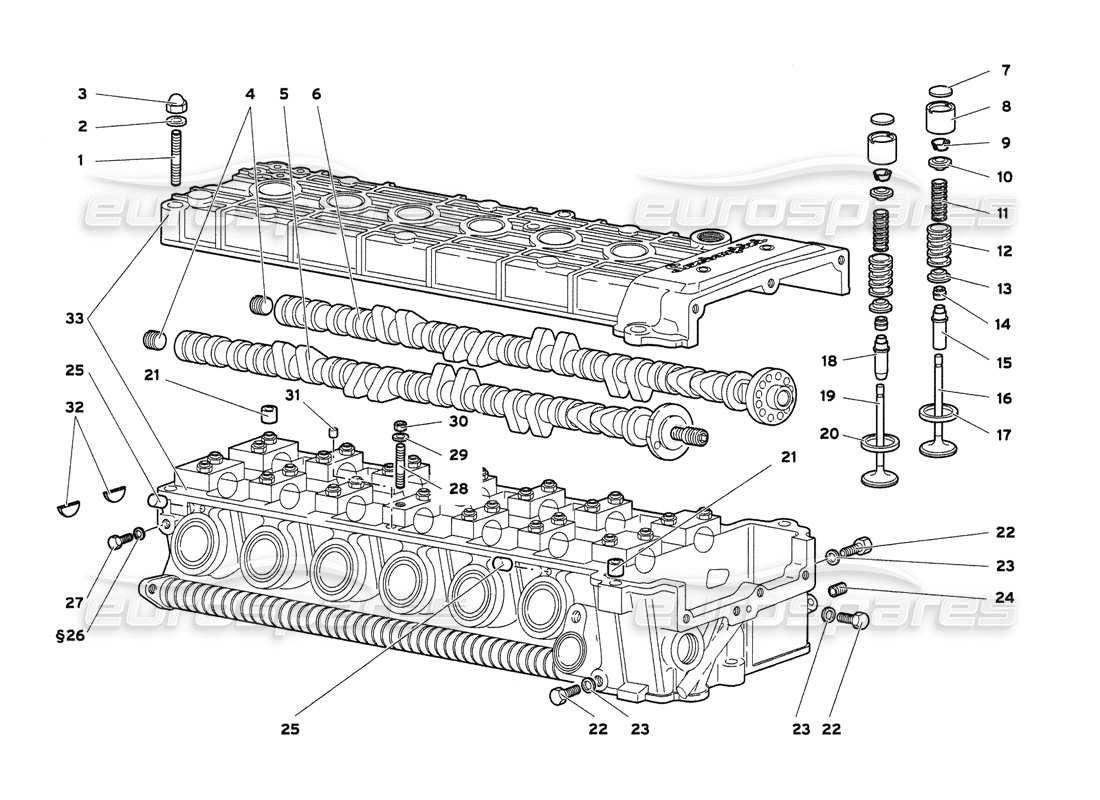 lamborghini diablo 6.0 (2001) left cylinder head parts diagram