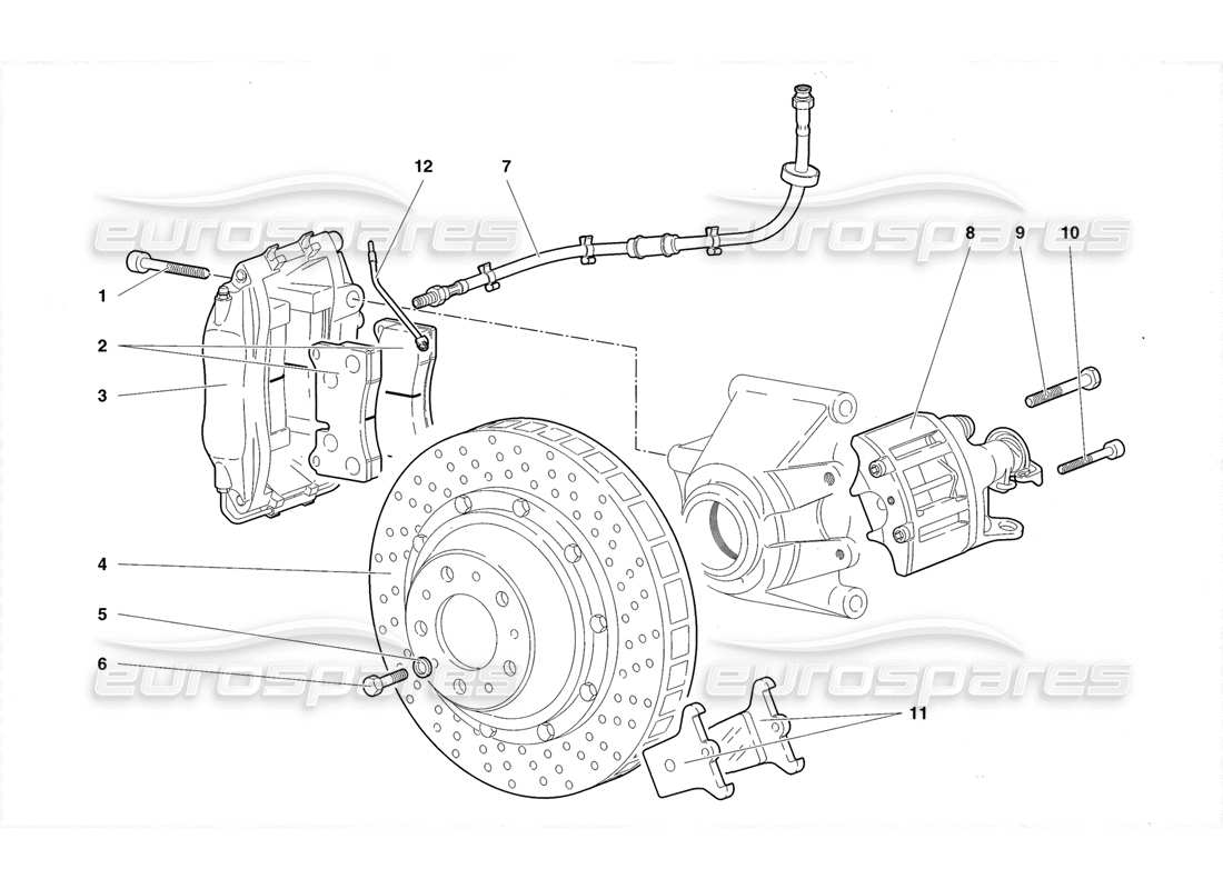 lamborghini diablo roadster (1998) rear brakes parts diagram