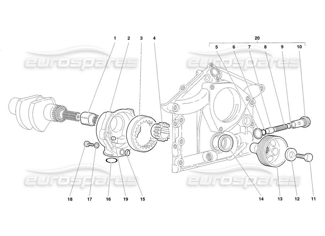 lamborghini diablo sv (1998) engine oil pump part diagram