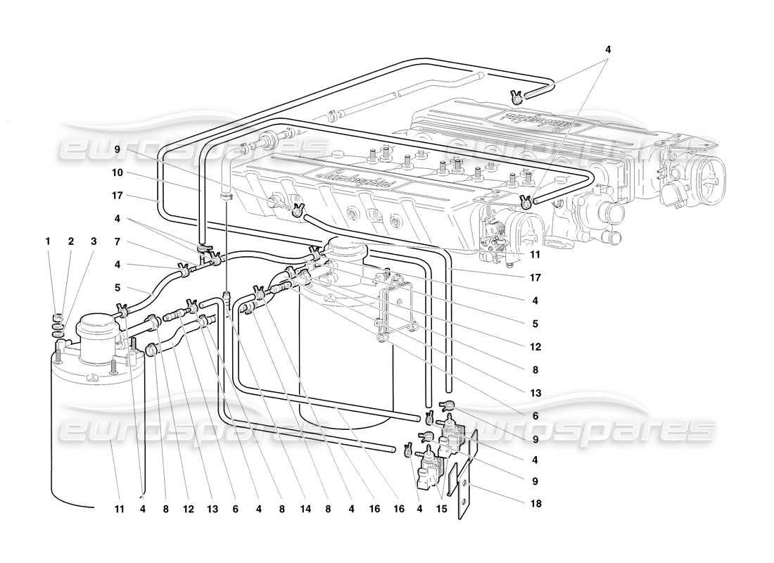 lamborghini diablo sv (1998) fuel system part diagram