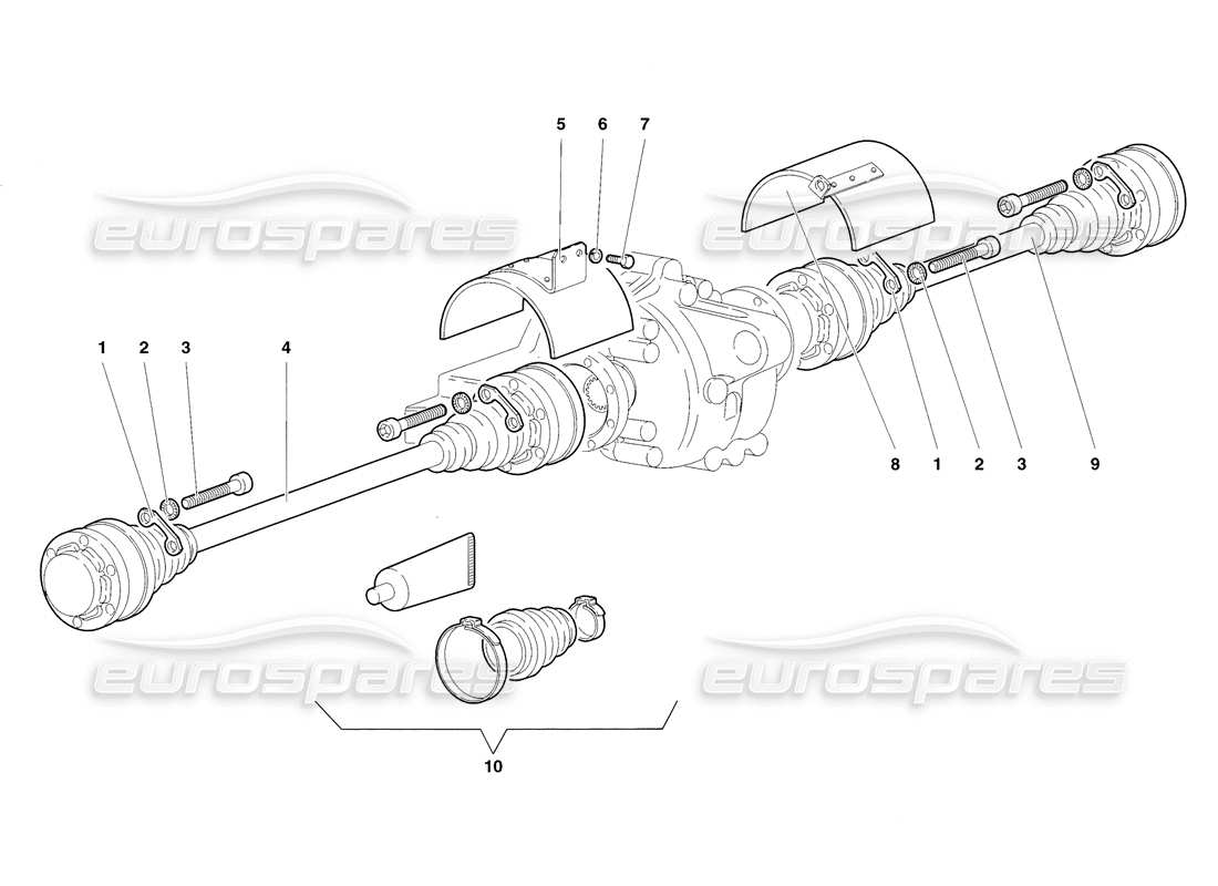 lamborghini diablo sv (1998) driveshafts and propeller shaft part diagram