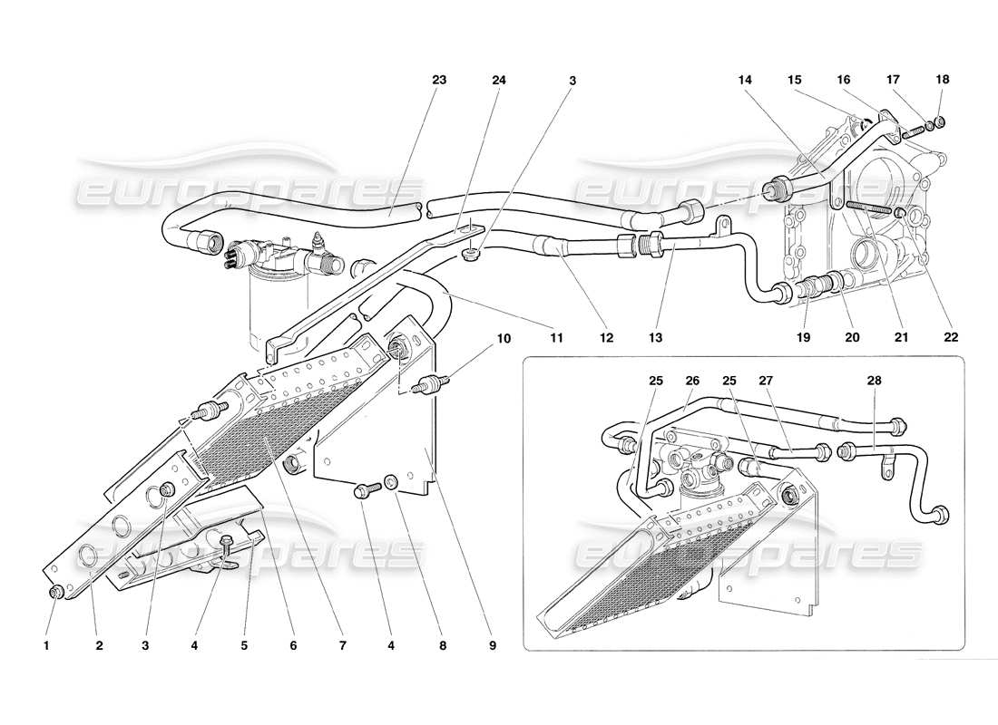 lamborghini diablo sv (1998) engine oil system parts diagram