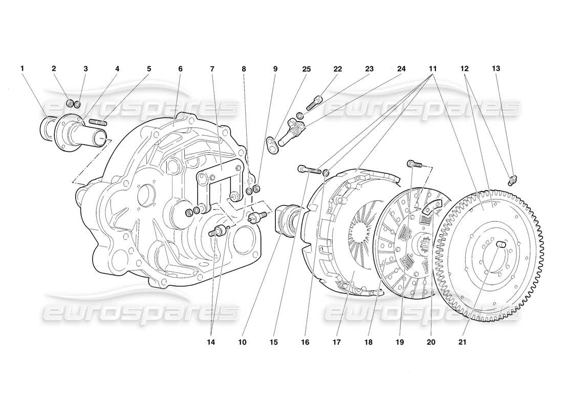 lamborghini diablo sv (1998) clutch parts diagram