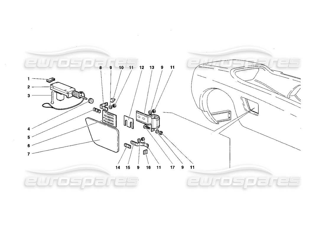 lamborghini diablo roadster (1998) fuel cap part diagram