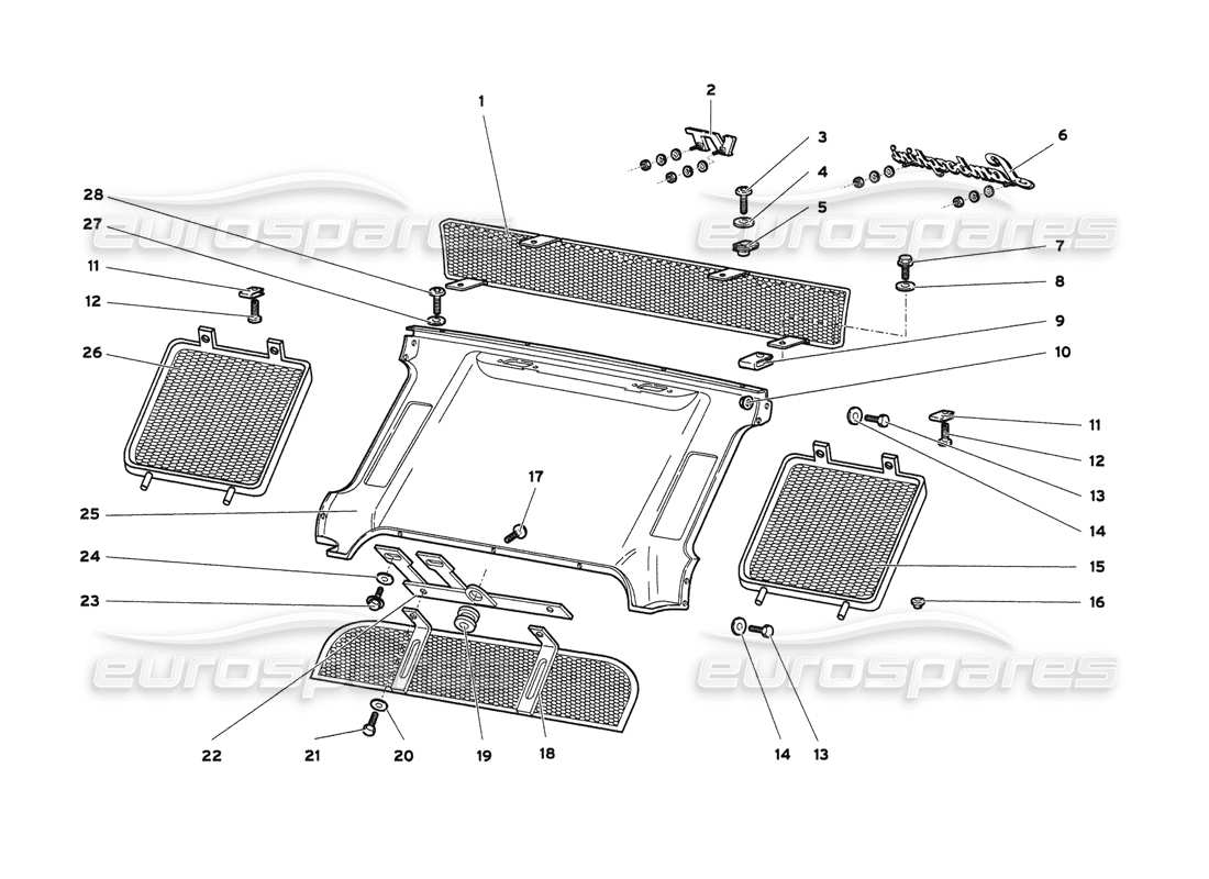 lamborghini diablo 6.0 (2001) rear body elements parts diagram