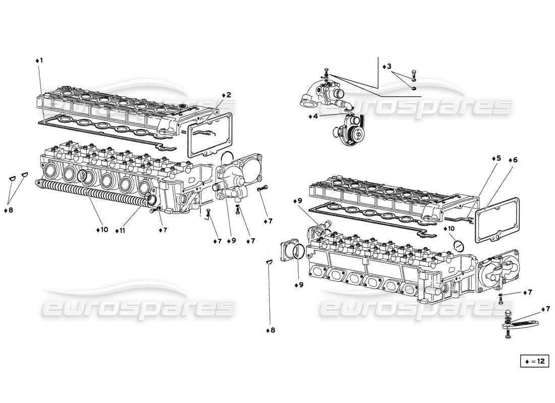 lamborghini diablo 6.0 (2001) cover gasket kit parts diagram