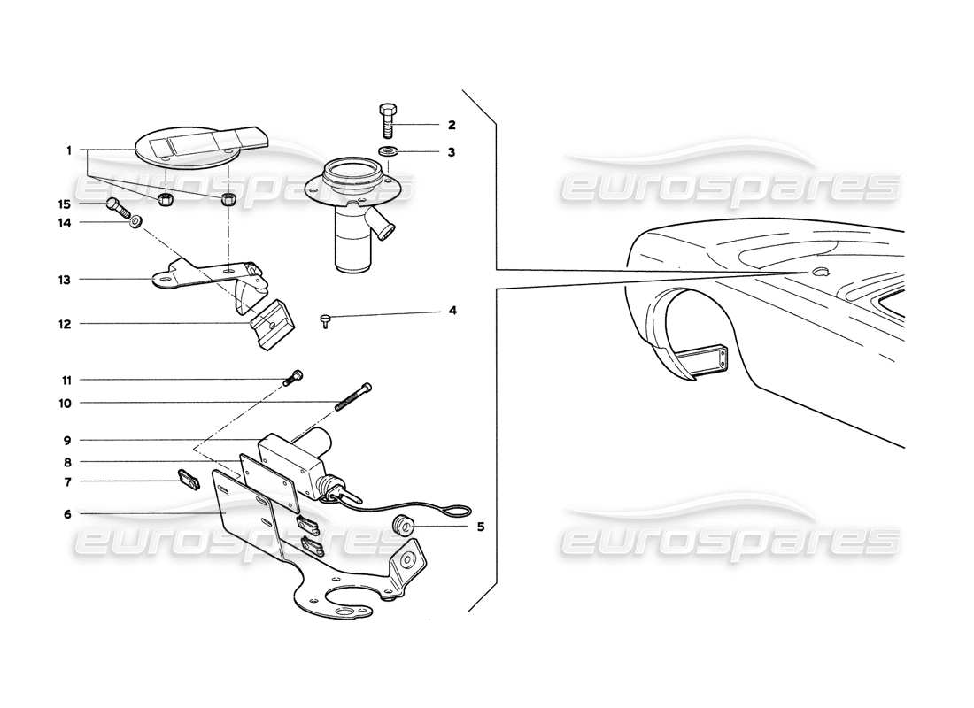 lamborghini diablo 6.0 (2001) fuel cap parts diagram