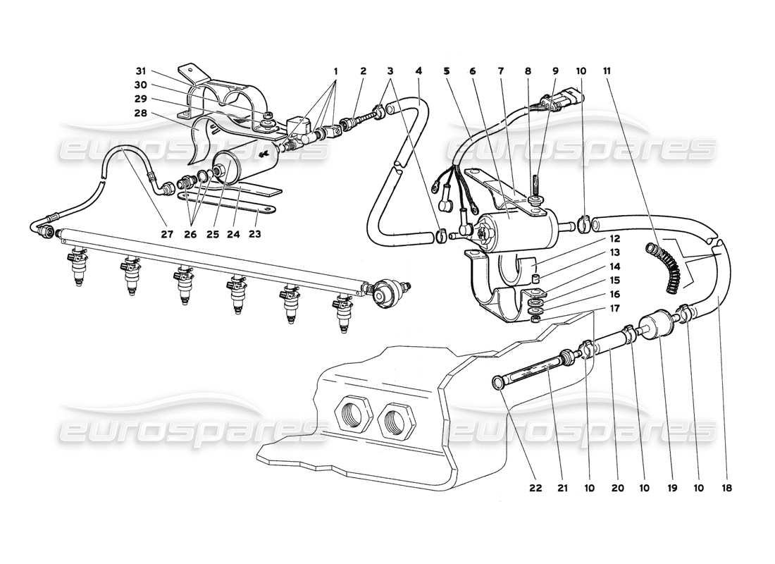 lamborghini diablo 6.0 (2001) fuel system parts diagram