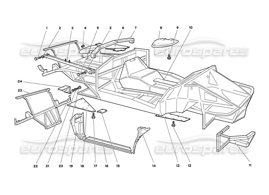 lamborghini diablo 6.0 (2001) frame elements parts diagram