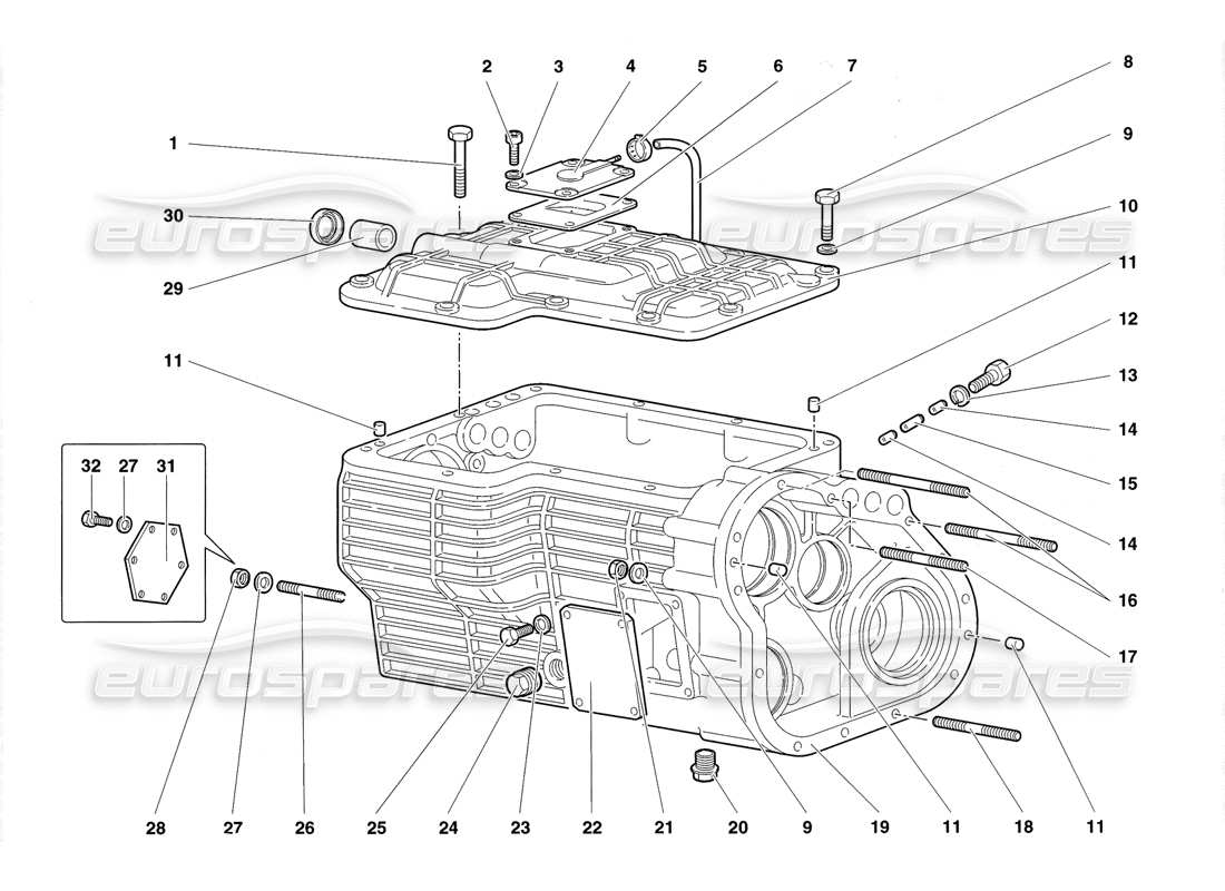 lamborghini diablo roadster (1998) gearbox parts diagram
