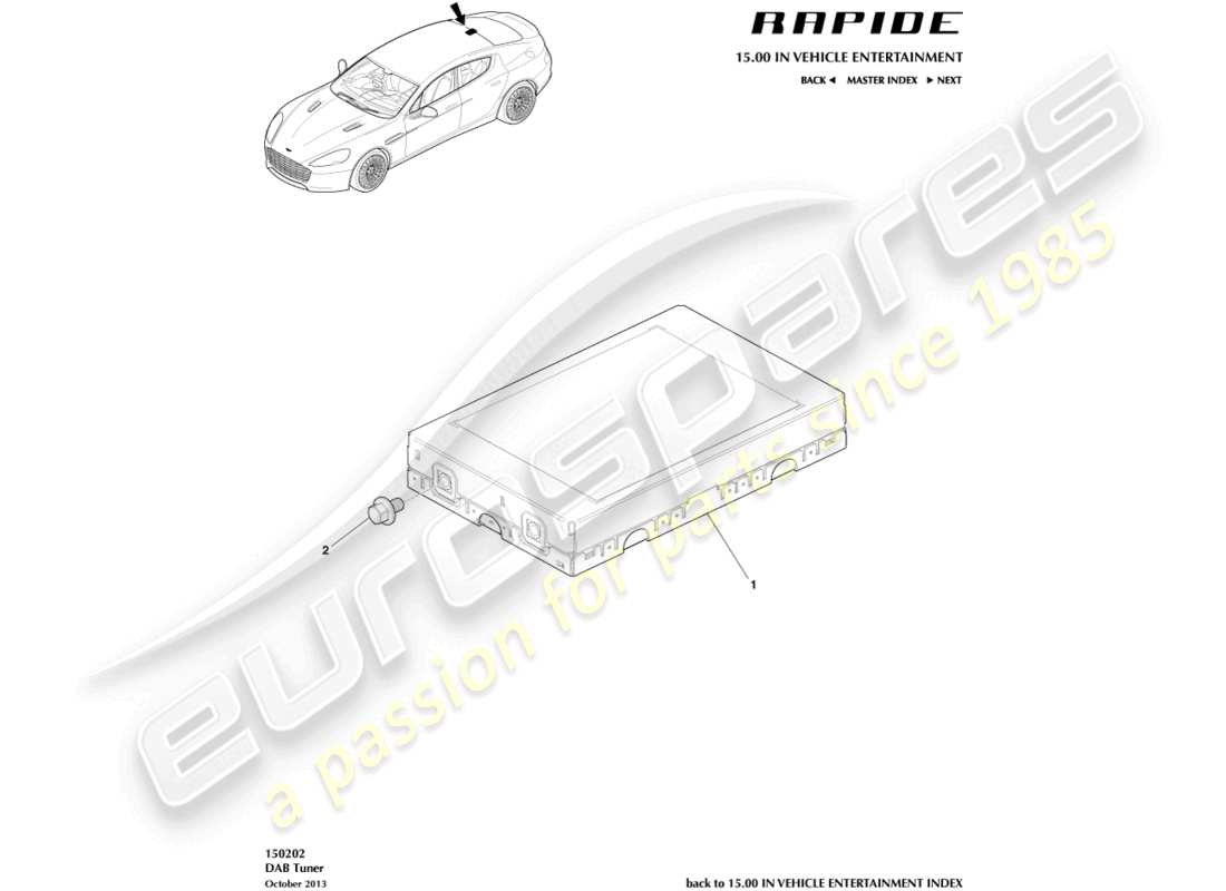 aston martin rapide (2010) dab tuner part diagram