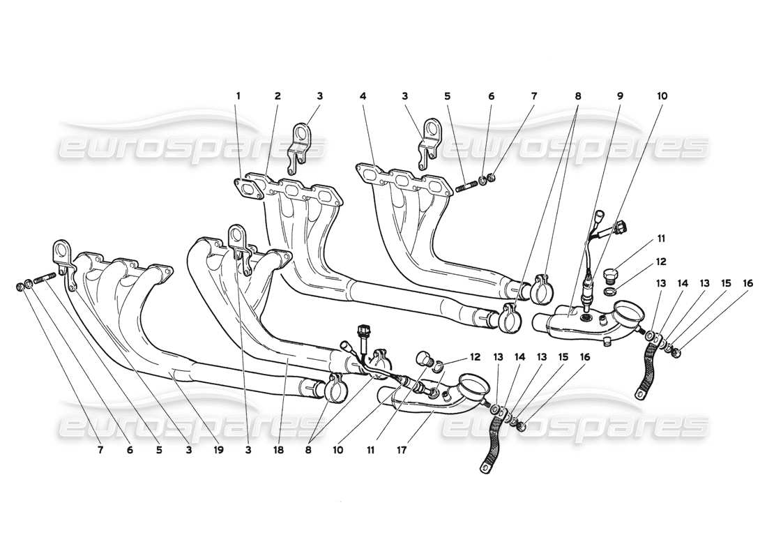 lamborghini diablo 6.0 (2001) exhaust system (my 2000) parts diagram