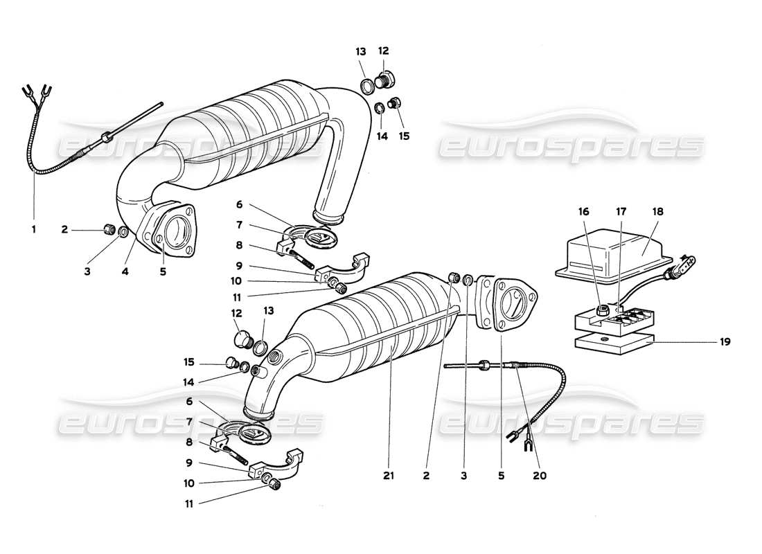 lamborghini diablo 6.0 (2001) exhaust system (my 2000) part diagram