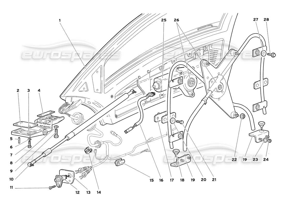 lamborghini diablo sv (1999) doors parts diagram