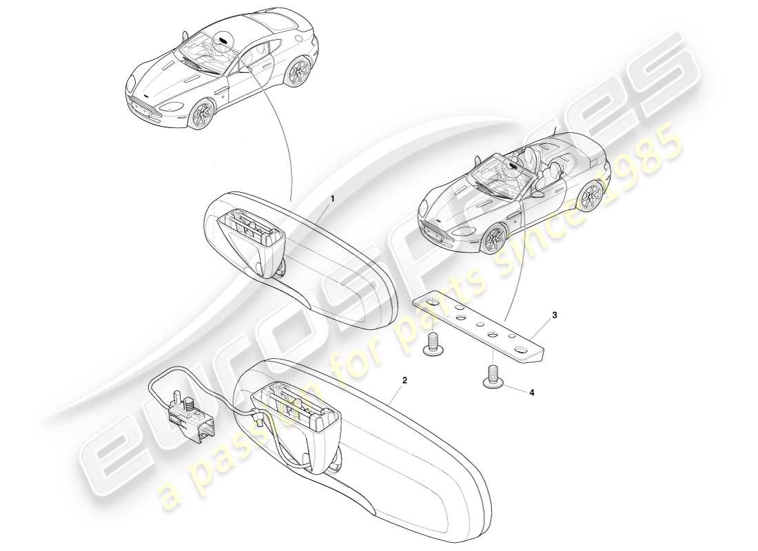 a part diagram from the aston martin v8 vantage parts catalogue