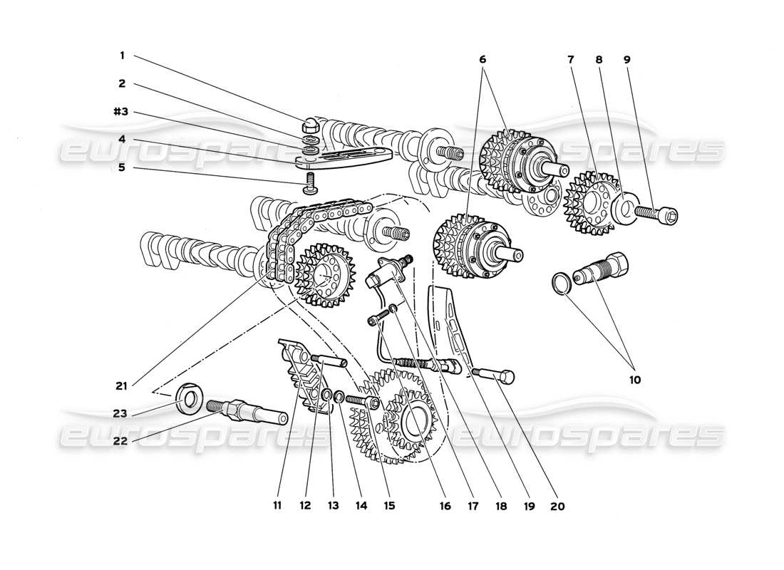 lamborghini diablo gt (1999) timing system parts diagram