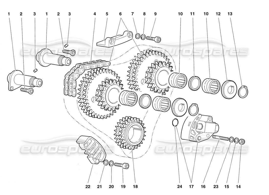 lamborghini diablo roadster (1998) timing system parts diagram