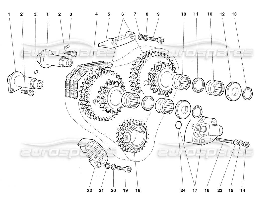 lamborghini diablo roadster (1998) timing system part diagram