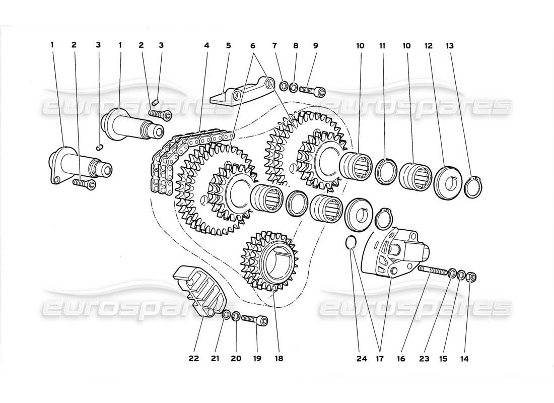 lamborghini diablo gt (1999) timing system parts diagram