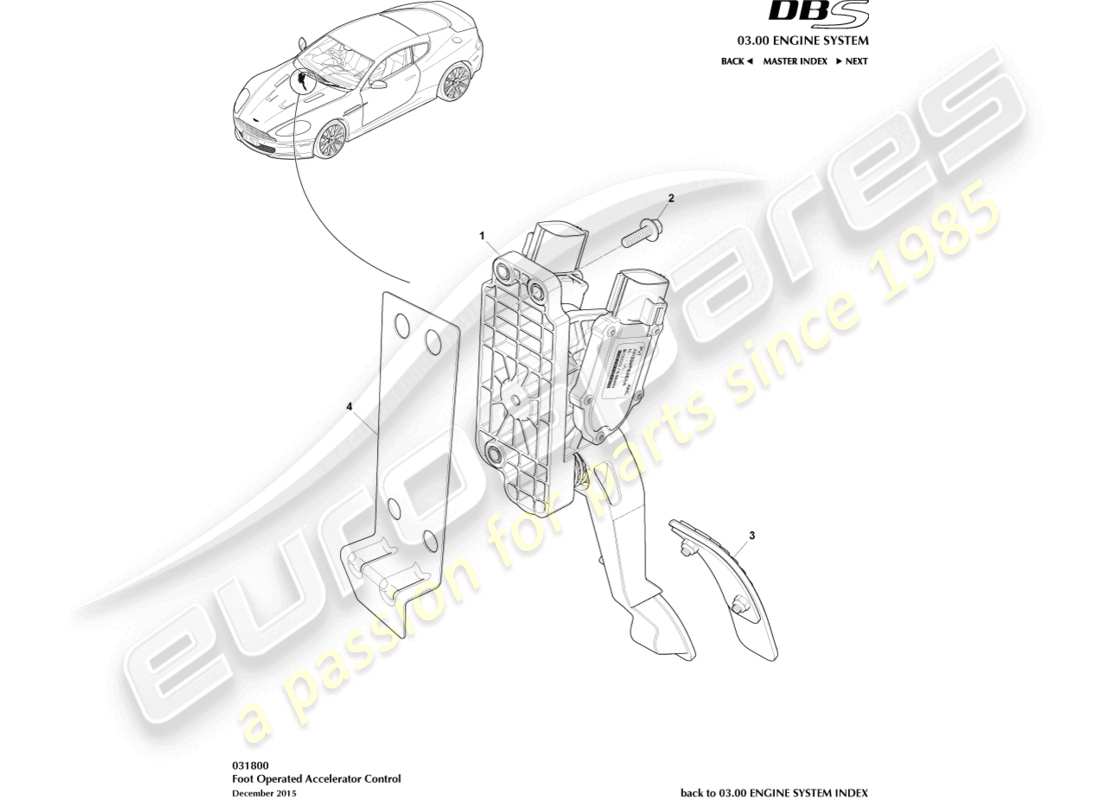 aston martin dbs (2009) accelerator control part diagram