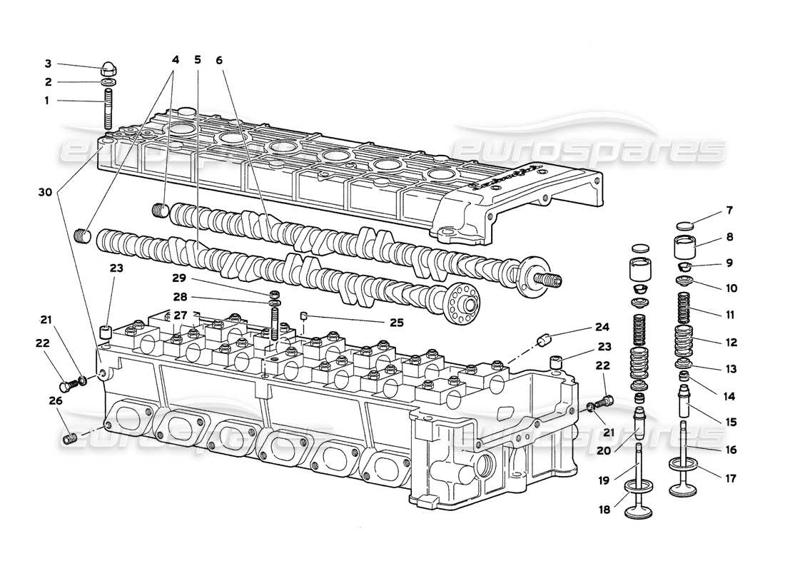 lamborghini diablo 6.0 (2001) right cylinder head parts diagram
