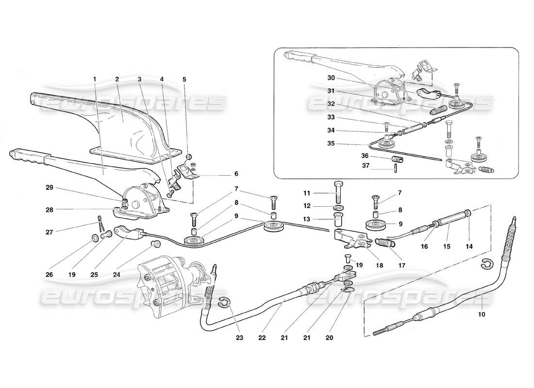 lamborghini diablo roadster (1998) handbrake parts diagram
