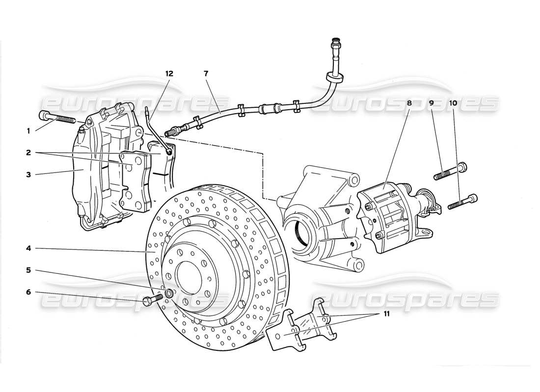 lamborghini diablo gt (1999) rear brakes parts diagram
