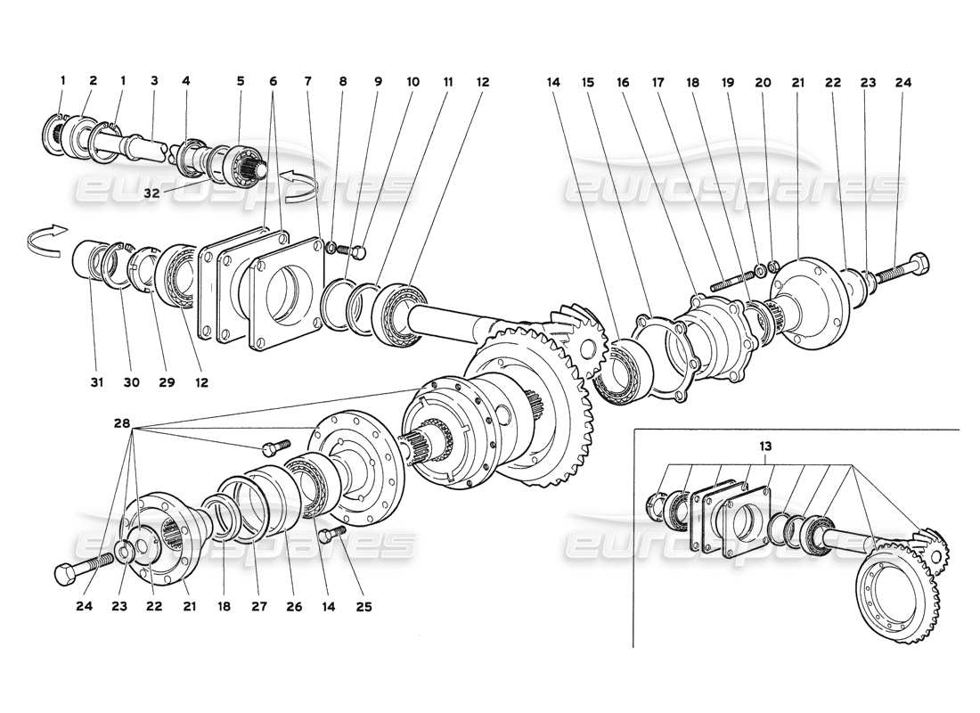 lamborghini diablo 6.0 (2001) rear differential parts diagram