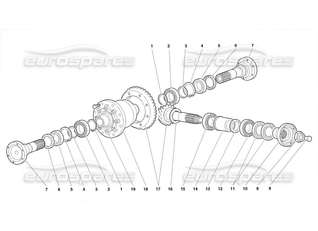 lamborghini diablo roadster (1998) front differential (version 4x) parts diagram