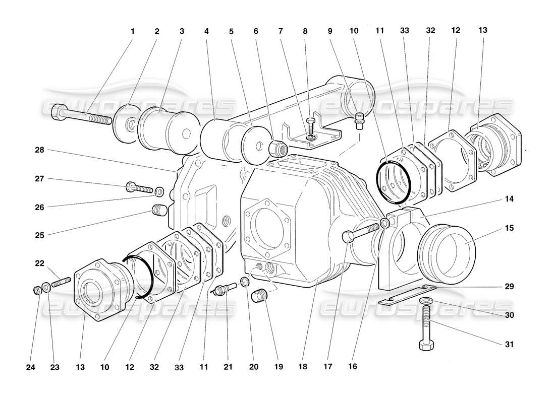 lamborghini diablo roadster (1998) front differential case (version 4x) part diagram