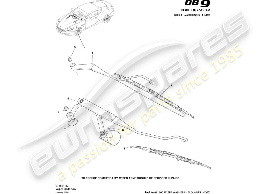 a part diagram from the aston martin db9 (2008) parts catalogue