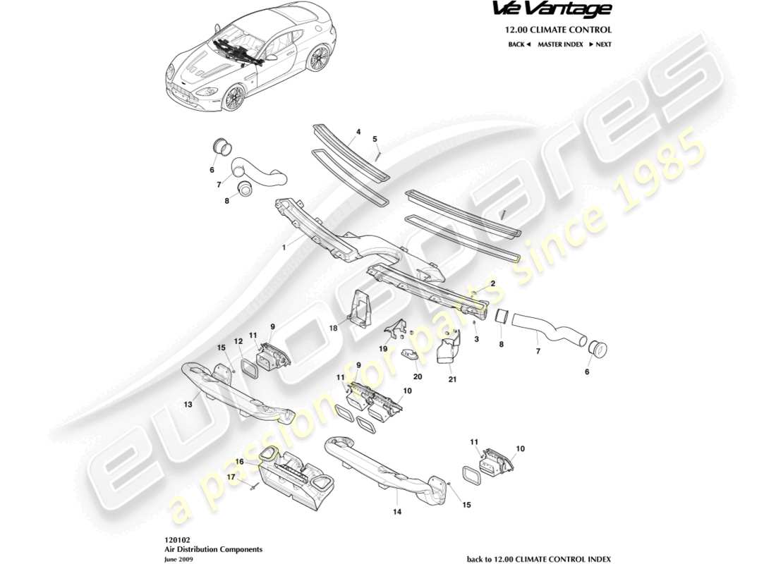 aston martin v12 vantage (2012) air distribution components part diagram