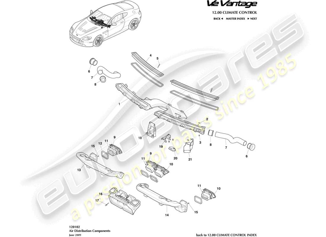 aston martin v12 vantage (2013) air distribution components part diagram