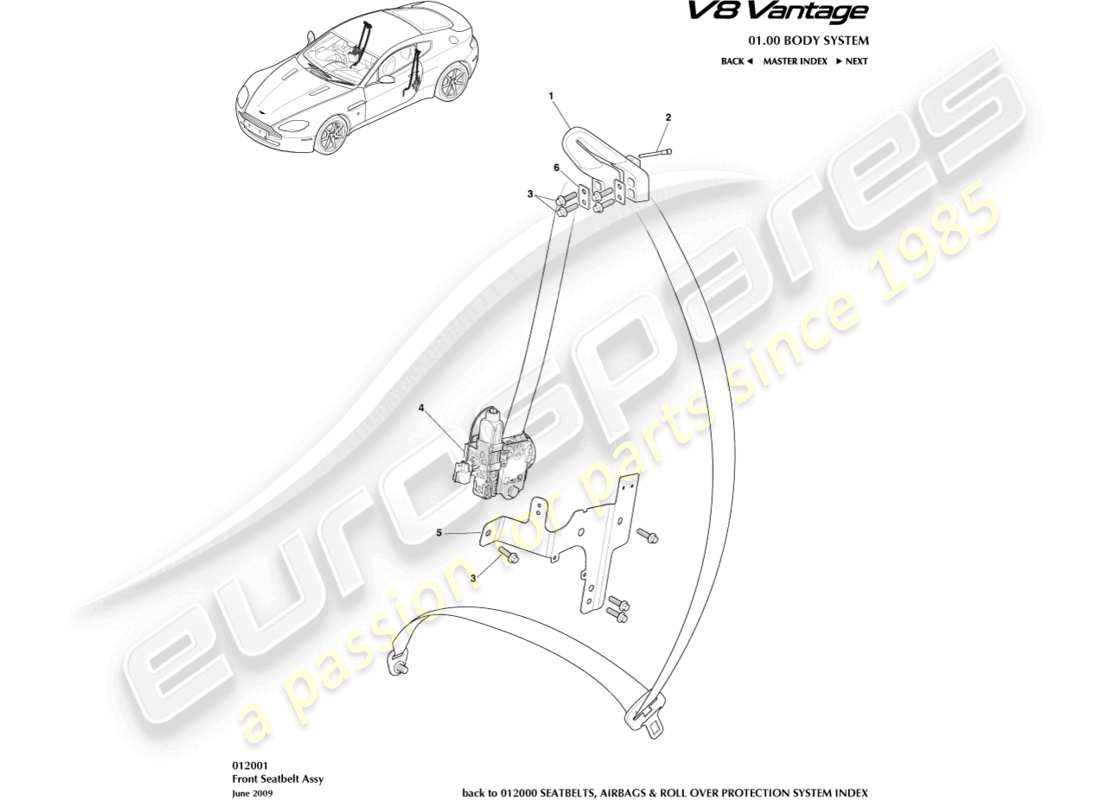 a part diagram from the Aston Martin V8 Vantage (2015) parts catalogue