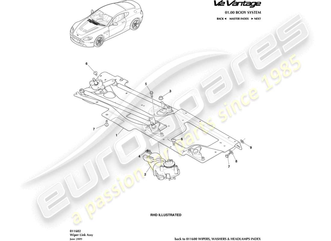 a part diagram from the aston martin v12 vantage parts catalogue