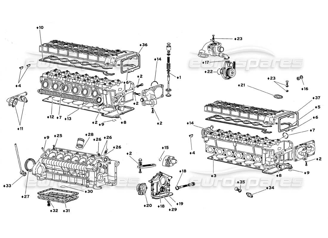 lamborghini diablo gt (1999) engine gasket kit parts diagram