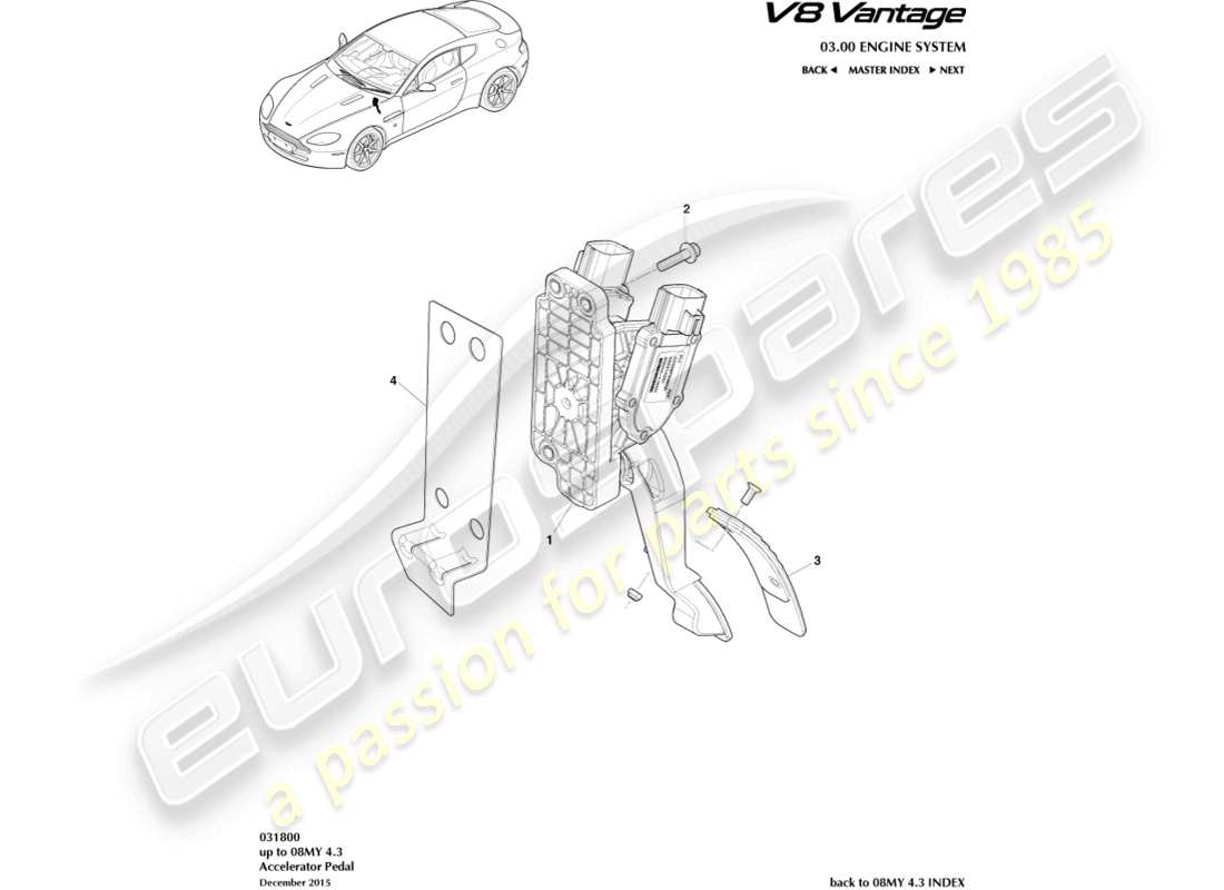 aston martin v8 vantage (2018) accelerator pedal part diagram