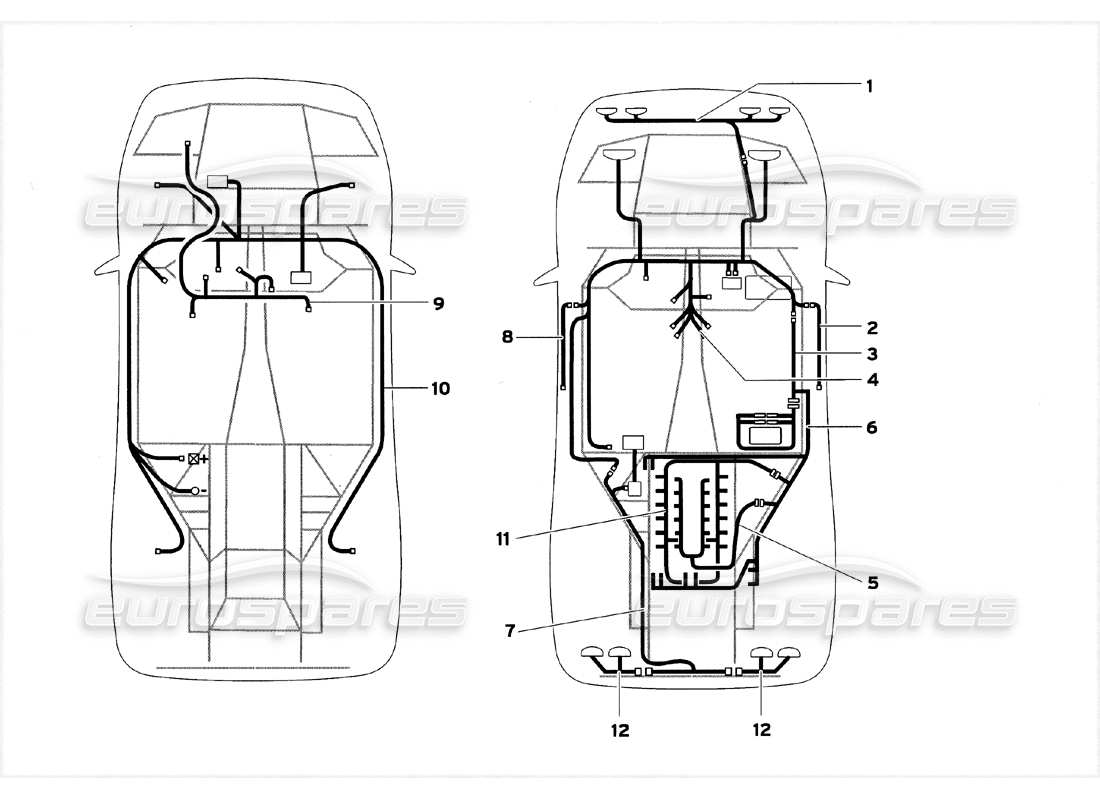 lamborghini diablo gt (1999) electrical system parts diagram