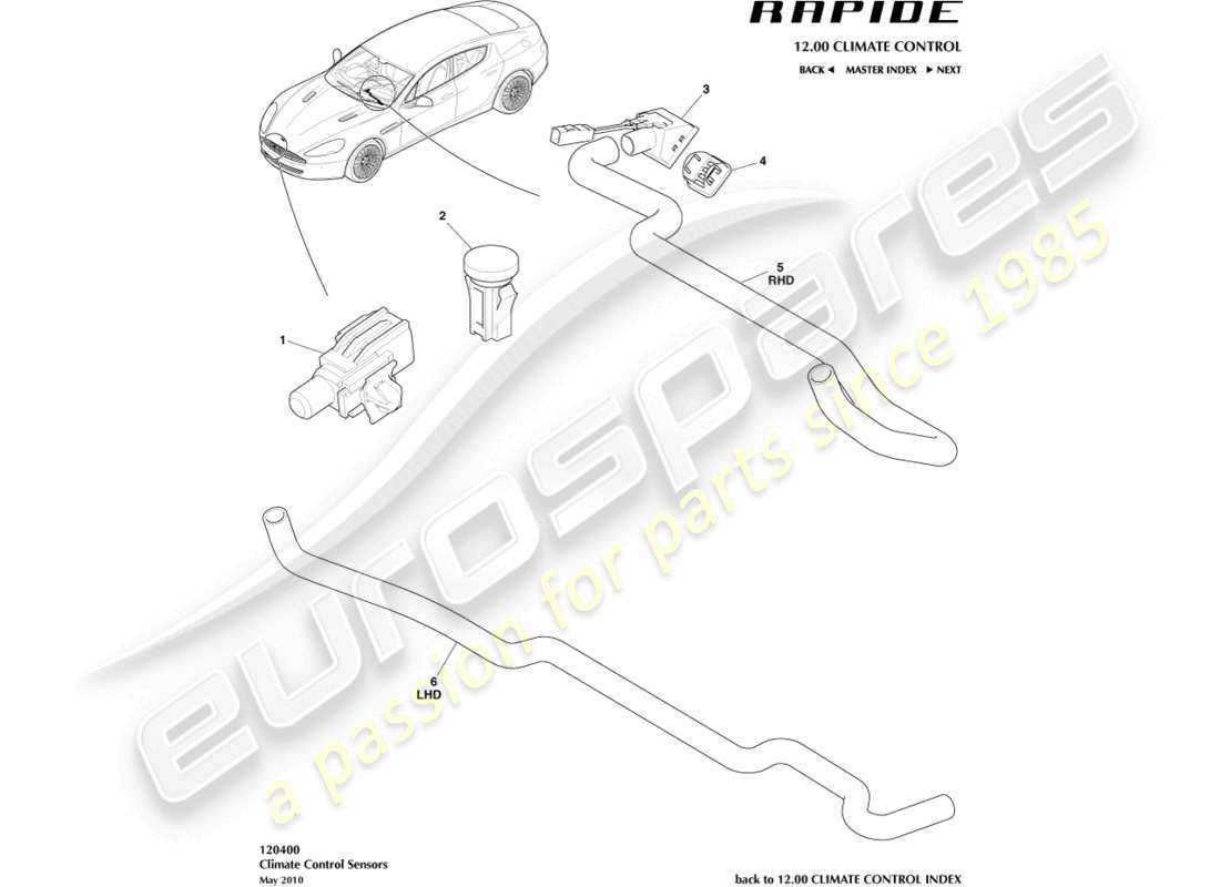 a part diagram from the aston martin rapide (2018) parts catalogue