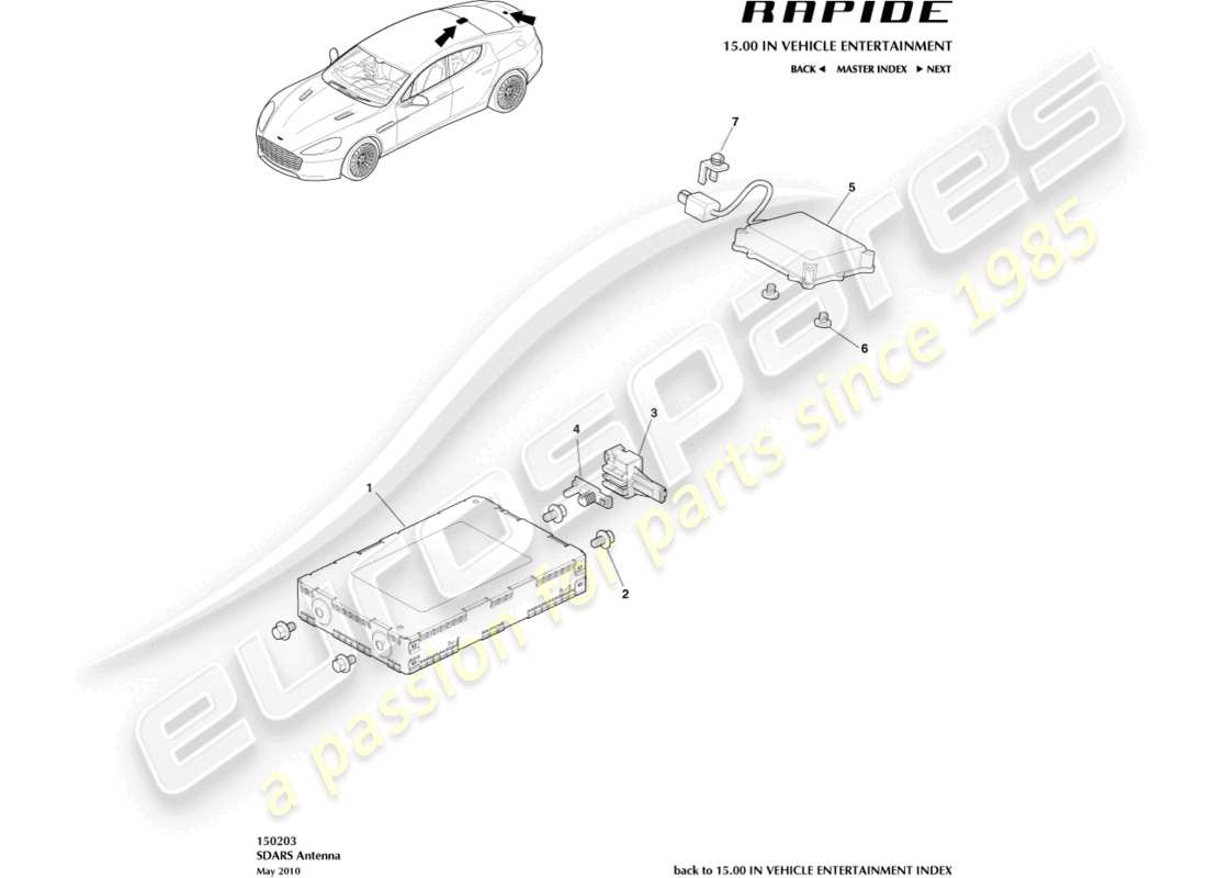 aston martin rapide (2018) sdars antenna part diagram