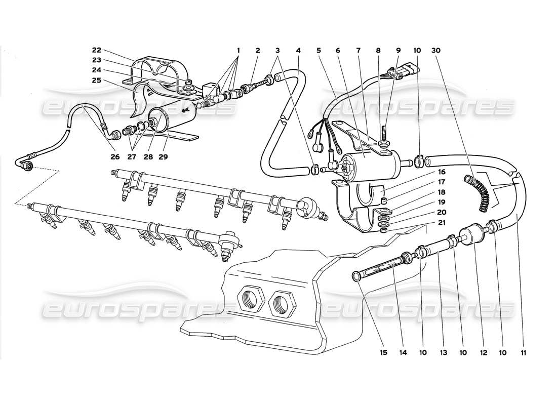 lamborghini diablo gt (1999) fuel system parts diagram
